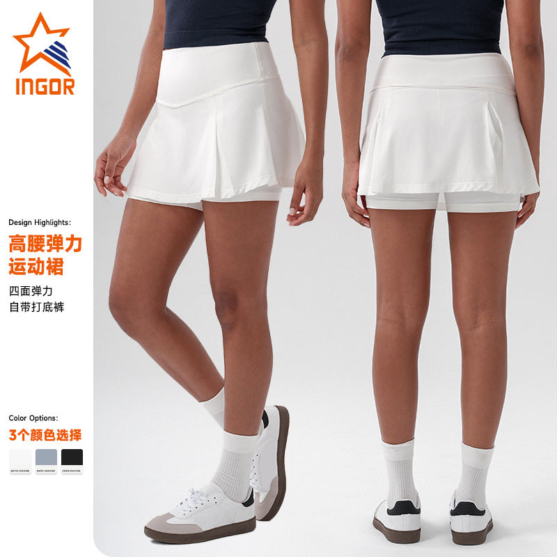 Fashion tape tight elastic yoga shorts a-line sports skirt golf skirt high waist sports skirt