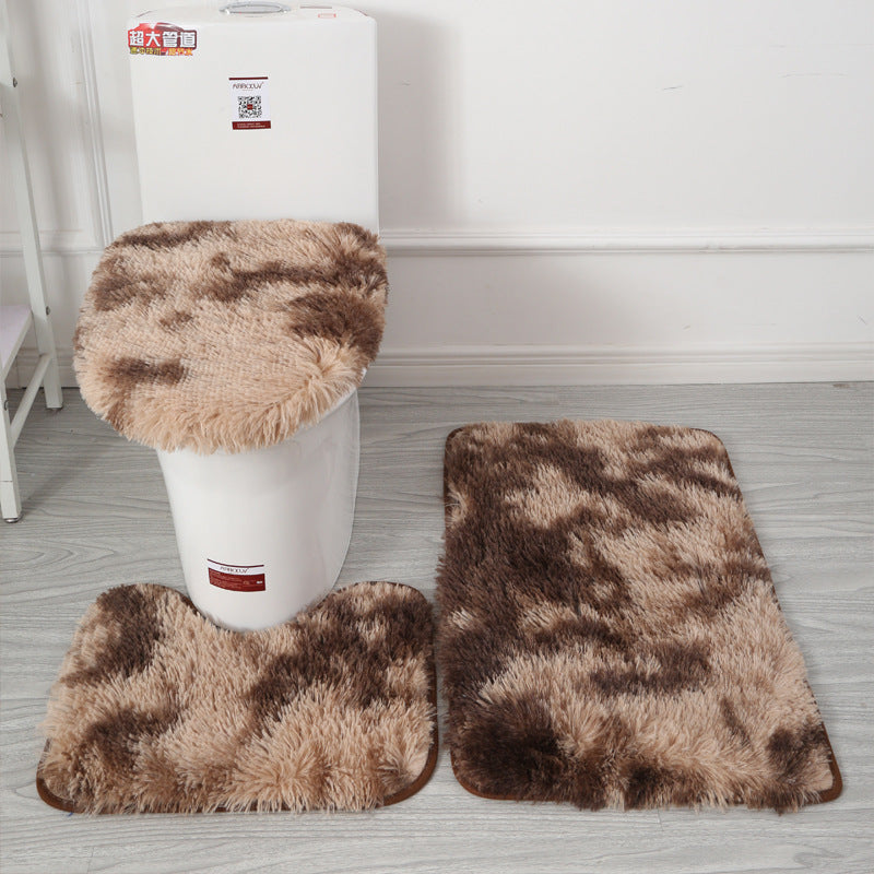 Custom tie-dye plush toilet seat cover set - non-slip floor mats & absorbent bathroom accessories - hot selling on