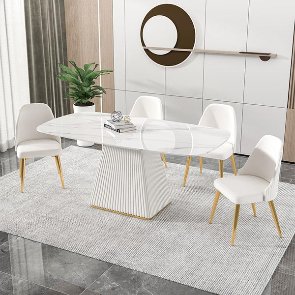 French cream wind rock slab dining table modern simple designer small apartment household rectangular dining table and chair combination