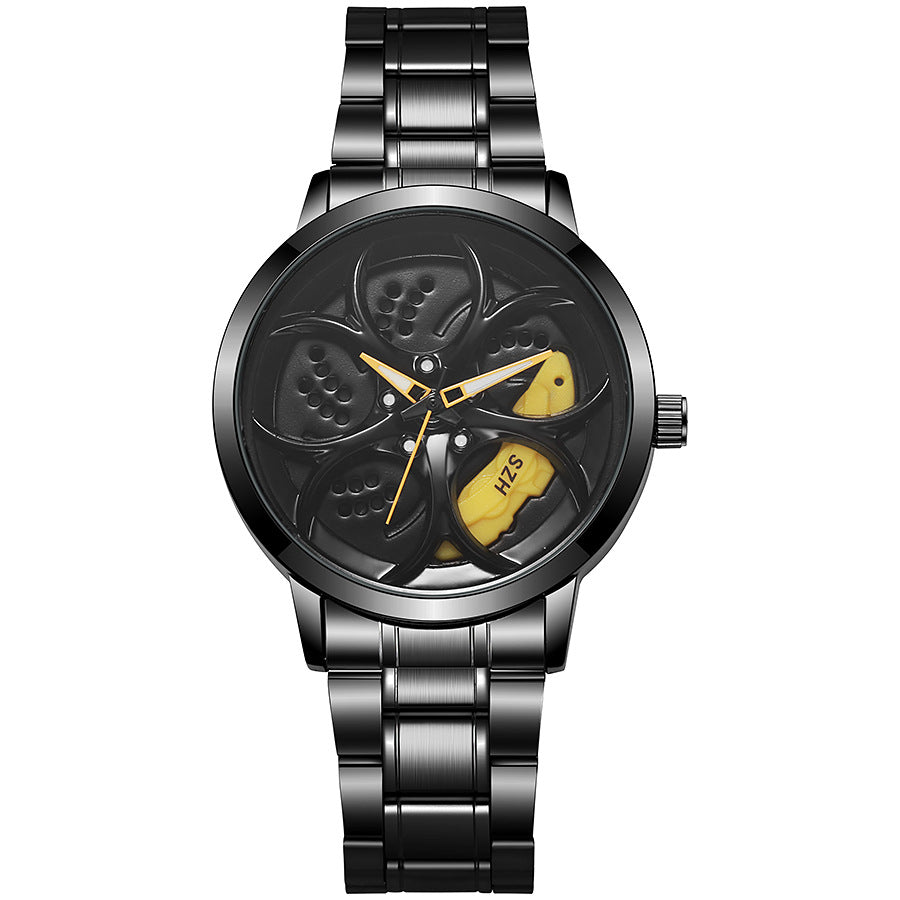 New arrival cool sports car wheel hub watch inner ring can rotate men's wheel style quartz watch fashiontrendy men's watch