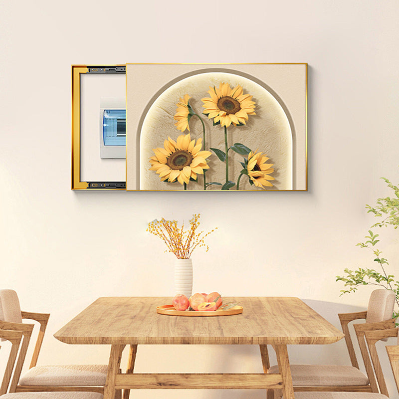 Cream wind meter box decorative painting distribution box flower restaurant cover hanging painting 2024 new non-punching mural