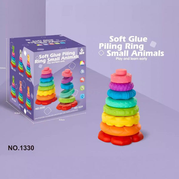 Cross-border  export baby puzzle color cognition soft rubber relief stacking music toys digital building block set