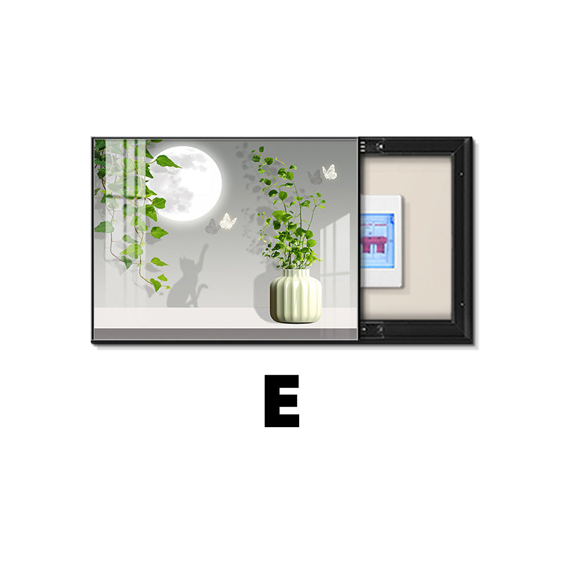 Modern simple meter box decorative painting green plant distribution box electric switch box living room switch box strong electric box blocking hanging painting