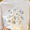 New arrivalkidsspring & fallcute lazy cartoon kitten long sleeves bottom sweatshirt baby girl casuallong sleeves t-shirt children's clothing