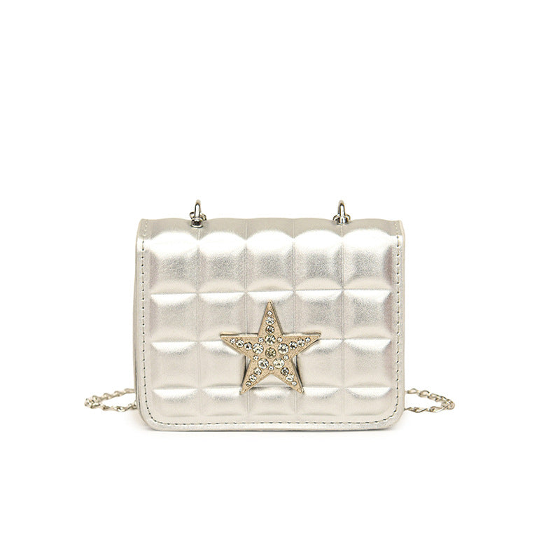 New bright diamond star personalized chain bag women's versatile foreign style mini shoulder bag trendy and decorative messenger small square bag