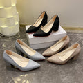 2026exportflats thick heel flats women's pure color pointed toe bean shoes k-stylefashion high heels women's manufacturer plus size