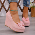 export plus size spring/autumn round toe suede fashion flats women's spring/autumn new waterproof platform wedge heel chunky sole flats