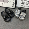 Silver clogs bows slippers women's outwear summer 2024new arrival sandals women's beach beach shoes women's toe shoes