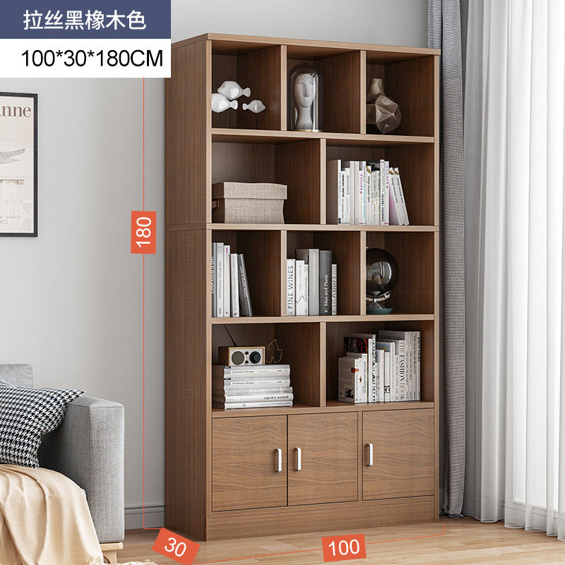 Simple bookshelf floor-to-ceiling against the wall, living room shelf layered storage rack, storage cabinet integrated, simple household bookcase