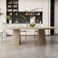 Source factory oval dining table designer wabi-sabi style popular scandinavian dining table can be long or short pull-out dining table