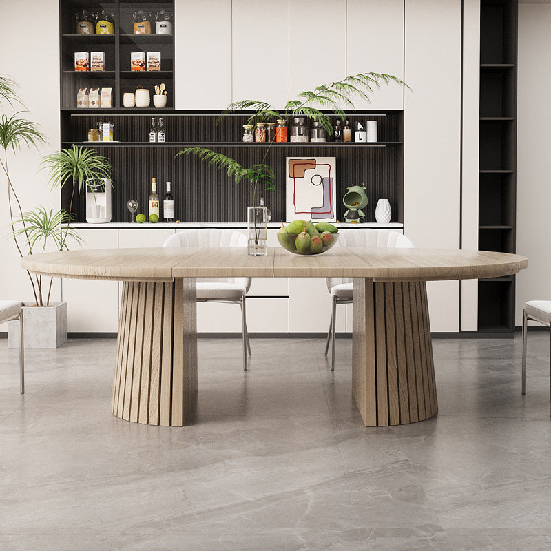 Source factory oval dining table designer wabi-sabi style popular scandinavian dining table can be long or short pull-out dining table