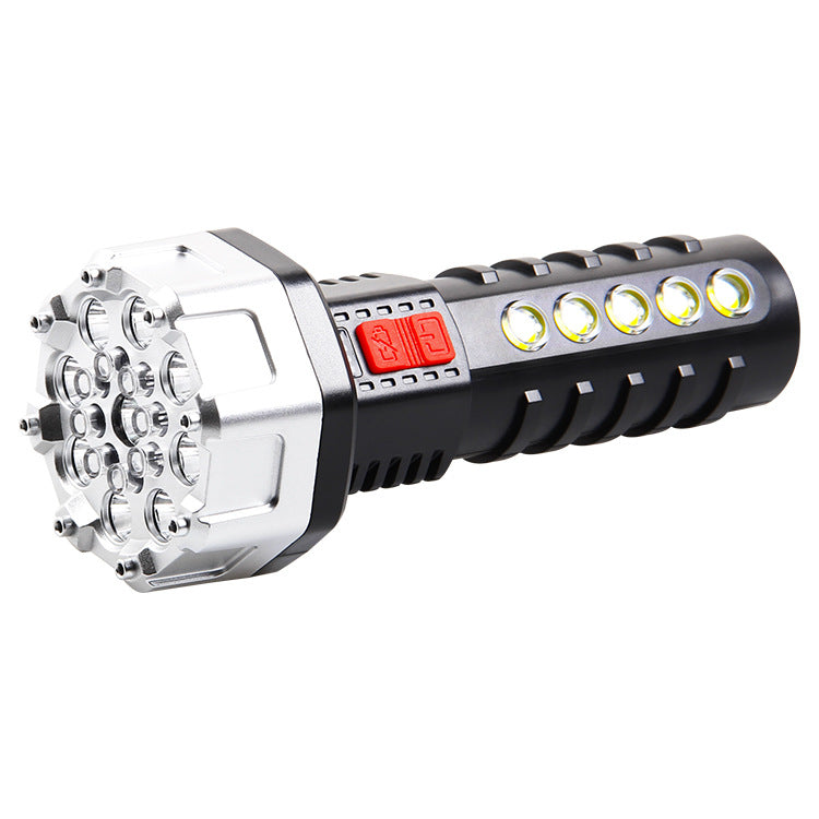 Cross-border new USB strong light charging flashlight side light COB built-in battery electric display LED outdoor home flashlight