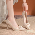 French pearl platform pointed-toe high heels - 2025 new collection: wedding, engagement, everyday wear, petite-friendly, chunky sole, stiletto heel