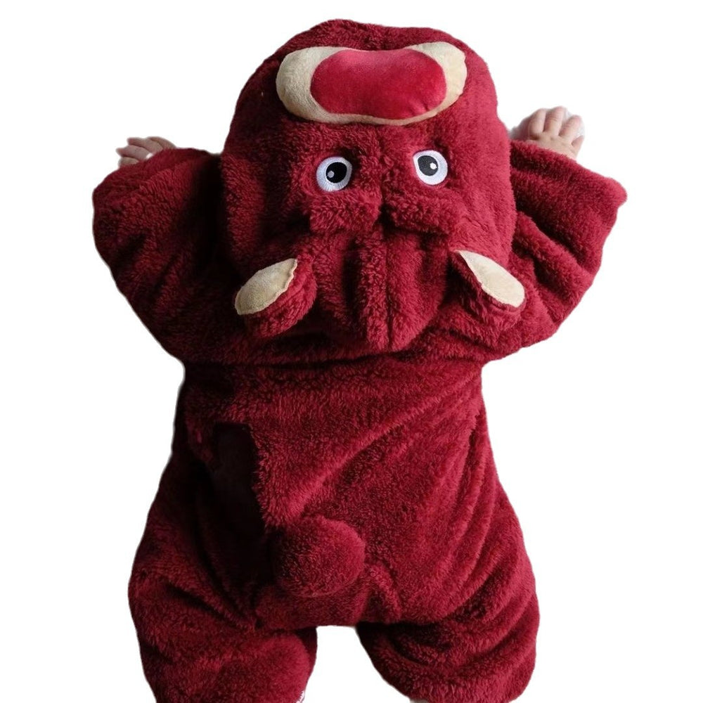 Baby warm autumn and winter cartoon cute thickened onesie, newborn winter romper, newborn outdoor jumpsuit