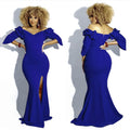 European and american export african women's evening gown elegant long one-shoulder mermaid host dress long skirt