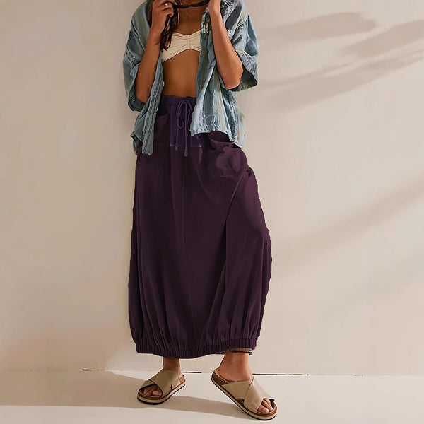 YZ1406 European and American  women's skirt, splicing skirt, elastic waist drawstring, shrink skirt