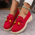 Fashionexport suede platform bottomcasuallow ankle beaded flats women's spring new arrival lightweight pure color cloth loafers
