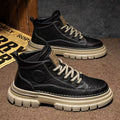 Boots men's high-top spring british style retro genuine leather mencasual leather shoes mid-top waterproofworkwear boots