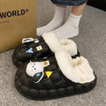 Women's winter waterproof cotton slippers - thick sole, fleece lined, closed toe, cute & cozy indoor slippers for students & dorms - removable warm insole