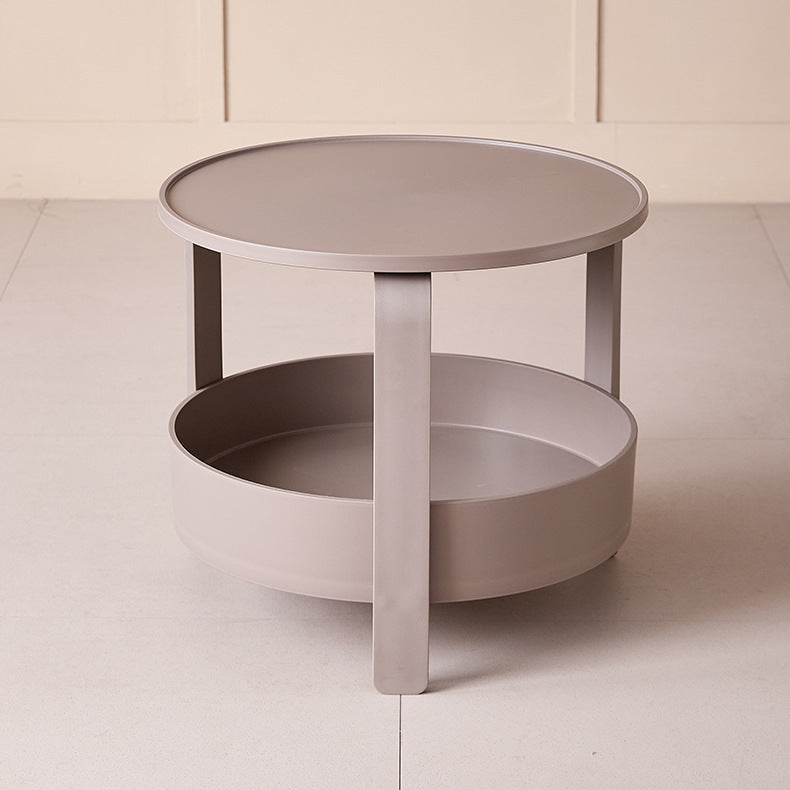 Scandinaviancasual plastic double-layered small round table living room sofa side table for home creative coffee table corner table storage rack