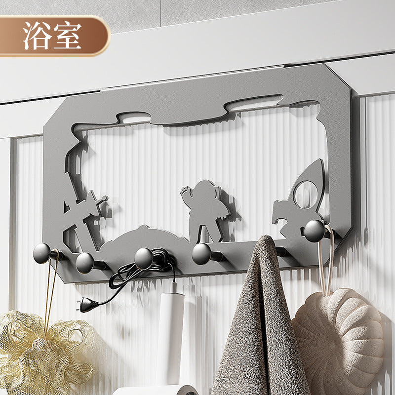 No punching of the hook behind the door, hanging hanger, strong load-bearing storage rack, wall hanging hanger on the door, door back type