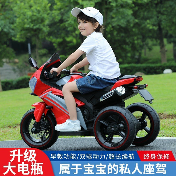 New children's electric motorcycle tricycle charging baby children's toy car can seat boys and girls battery car