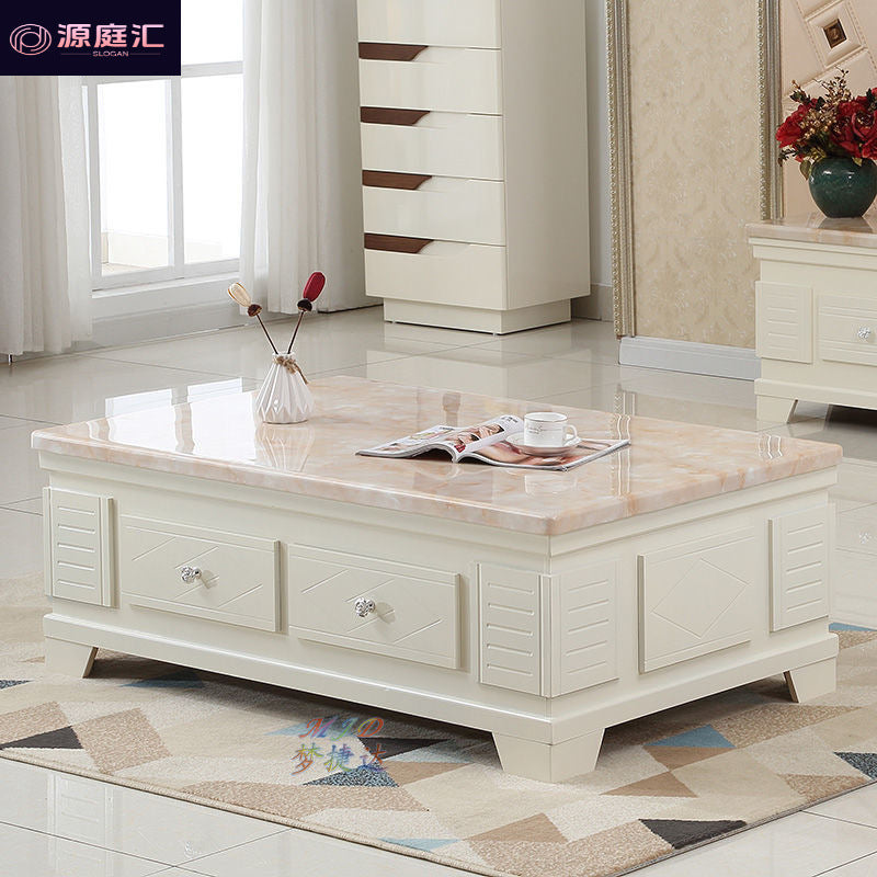 New chinoiserie solid wood coffee table tv cabinet stone surface classy fully equipped storage suitable for for home office tv cabinet