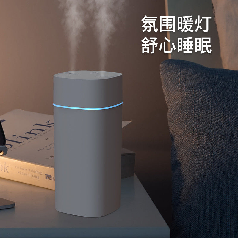 Dual nozzle humidifier - compact, portable, desktop mini humidifier for home, bedroom, mist, moisturizing, air purifying humidifier