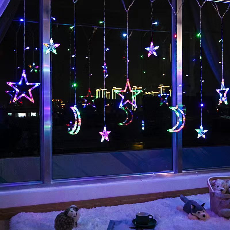 Led  star and moon lights flashing lights string lights Gypsy curtains lights birthday room decorative lights star lights