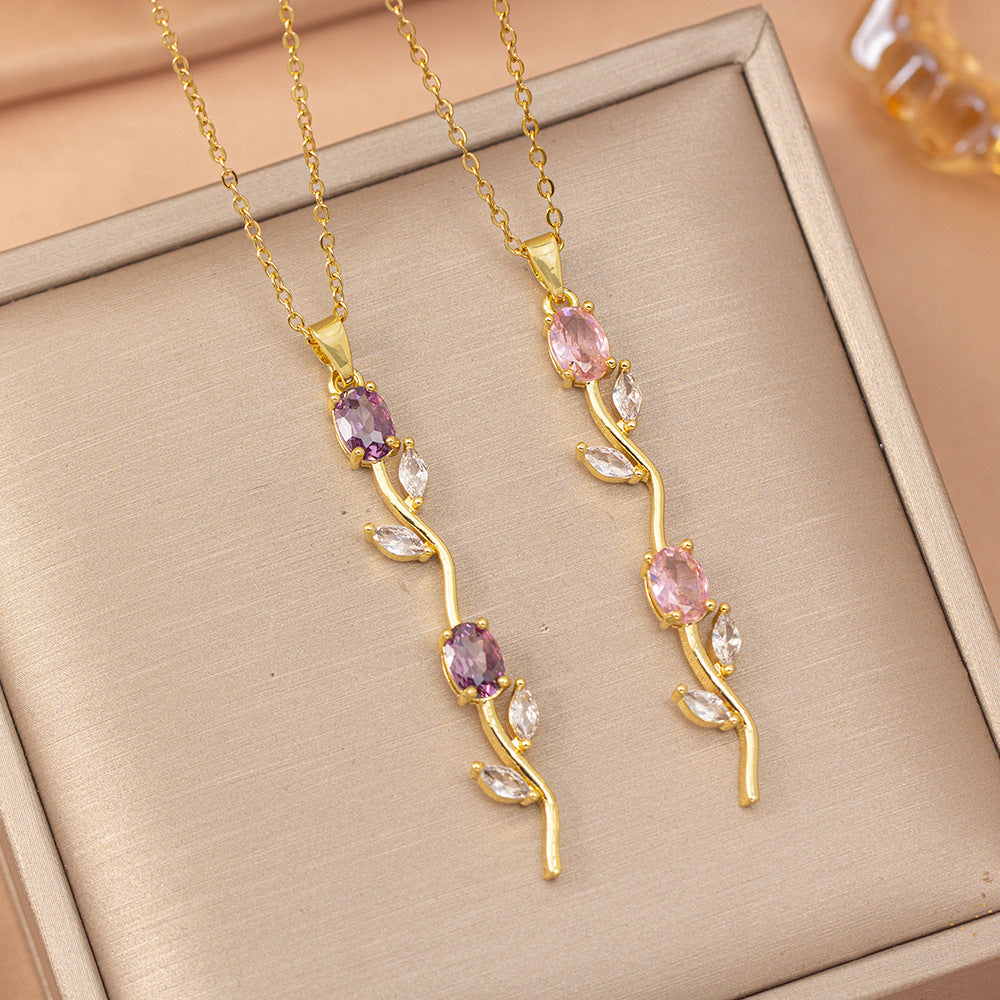 [titanium steel] cross-border popular versatile rose necklace for women ins fashion simple and high-end clavicle chain jewelry