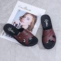 Women's summer sandals for middle-aged and elderly mothers - soft sole, non-slip, soft leather, flat, fashionable slippers for outdoor wear
