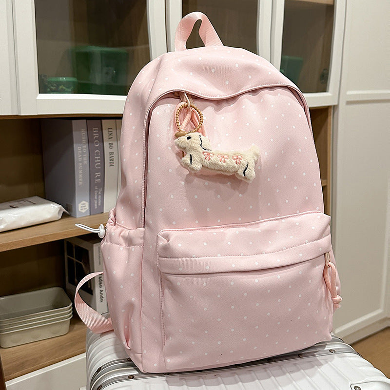 Ins polka dot school bag new arrivalniche style backpack college student fashion travel backpack easiest for match large capacity backpack