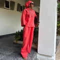 European and american cross-border african women's clothing  autumn new arrival: collared loose-fit printed shirt and high-waisted wide-leg pants set