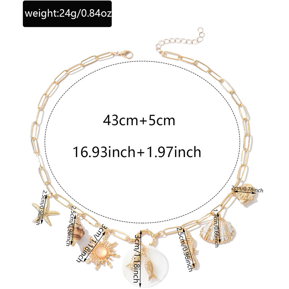 Wholesale seashell necklaces - european & american cross-border jewelry - summer beach seashell & starfish ocean necklaces - adjustable choker necklaces