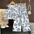 Girls' summer outfit : plant print casual sleeveless tank top and pants two-piece set - new cross-border wholesale & dropshipping