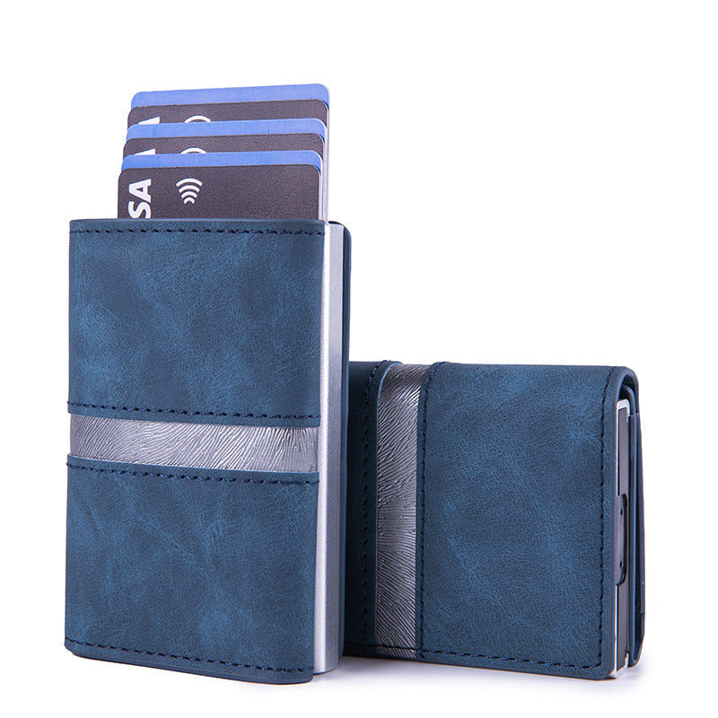Cross-border metal card bag, card box, leather wallet, men's RFID multi-card anti-degaussing aluminum alloy business card holder