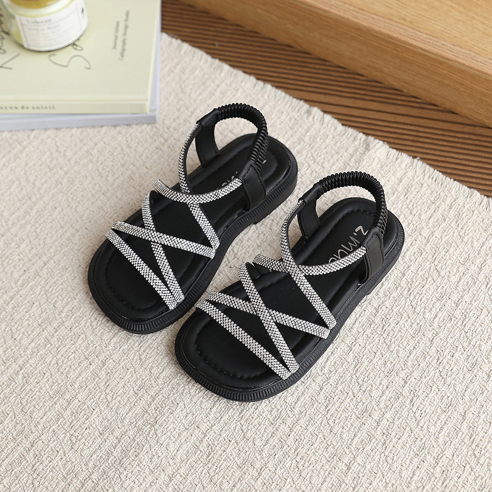 Girls' sandals: stylish rhinestone princess shoes for baby girls, new summer  collection, soft-soled beach sandals for kids