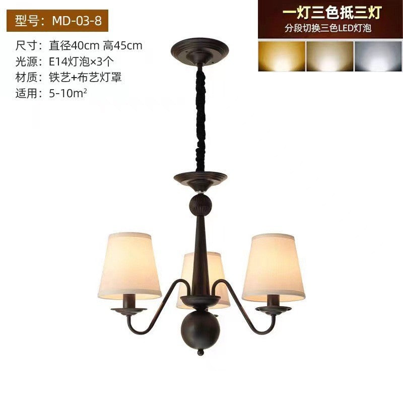 Vintage American Country Chandelier Living Room Pastoral Master Bedroom Bauhaus Nordic Simple Restaurant Fabric Home Lighting