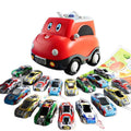 Kids' tinplate toy car set - pull-back inertia cars - birthday gift for boys - children's day gift - includes storage case
