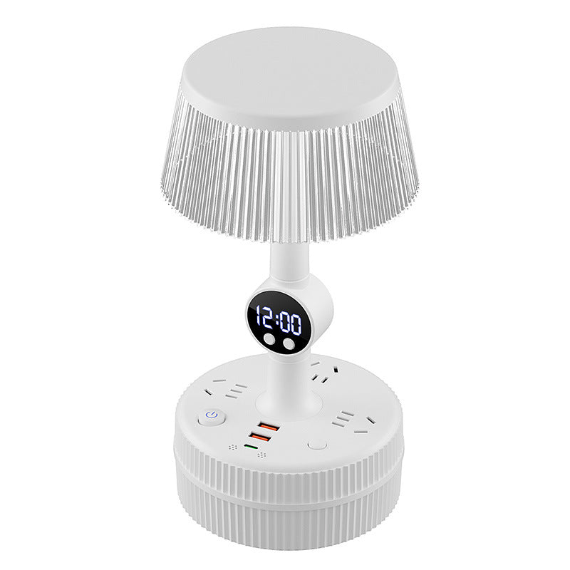 Rechargeable bedside night light with outlet, touch & remote control, multifunctional all-in-one eye-caring bedroom sleep lamp