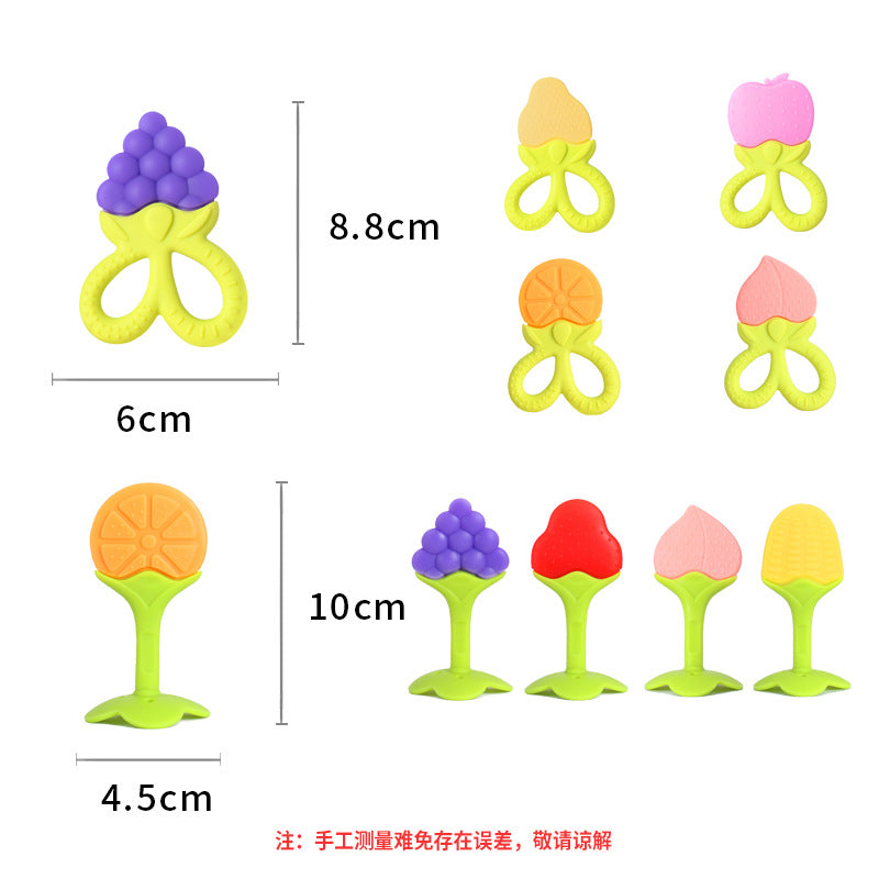Baby fruit toothpaste baby molar stick food grade silicone biting glue manufacturer two-color three-dimensional strawberry biting music