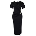 D579 women's foreign trade dress  new fashion elegant v-neck evening party maxi dress rhinestone african style dress