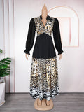 African clothing plus size women's fashion european and american cross-border trade new leopard print dress   printed dress