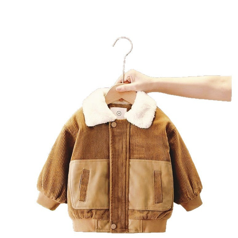 Fall and winter  new arrival cool baby fleece-lined cotton coat kids winter clothing thickened clothes fashionable boy outwear