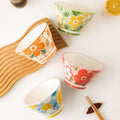 Ceramic rice bowl for home eating popular flower-shaped high-looking thickened oven mitts salad bowl dessert bowl spoon combination set