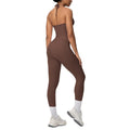 pure color brushed beautiful back tight strap halterflap pocket pants yoga suit sports running fitness two-piece set