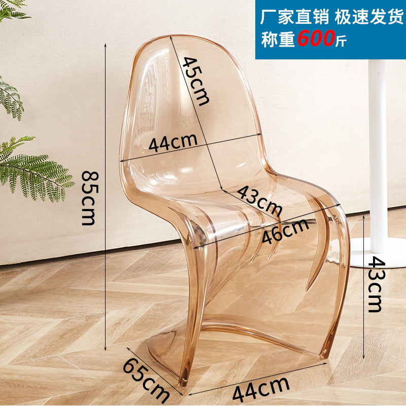 Pantone chair art light luxury dining chair popular transparent plastic chair scandinavian for home modern casual backrest makeup stool