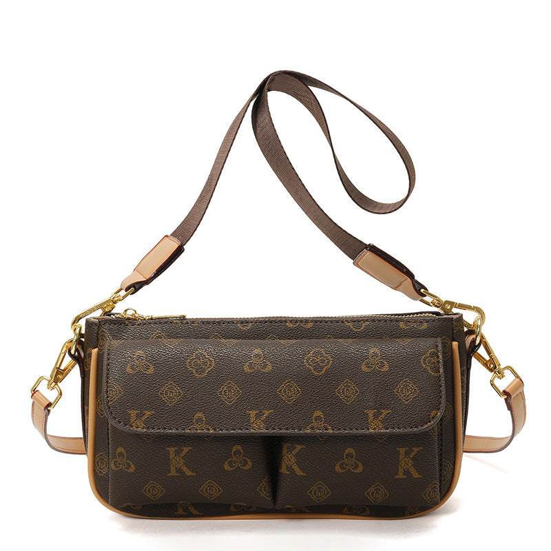 Cross-border small bag women's 2025 new Korean version of casual baguette mahjong fashion niche small square bag shoulder messenger bag