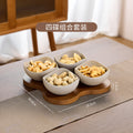 Japanese retro-style stoneware snack plate - perfect for home living room tea time, coffee table, nuts, candy, and snacks - ceramic dried fruit dish