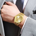 Mcykcy brand steel band alloy business watch with date and day display - cross-border wholesale casual dual calendar quartz watch